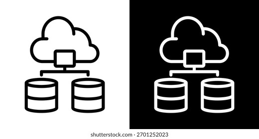 Icono de Big Data de la línea de Ilustración vectorial de estilo en blanco y negro
