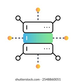 Big Data Icon – Multiple Servers with Circuit Connections, Representing Data Processing and Management