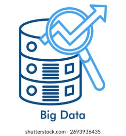 Big Data Icon. Outline Color Icon Style. Mass storage server and digital information analysis symbol.