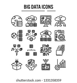 Big data icon in outline design for web design , infographic , presentation , mobile application - Vector illustration
