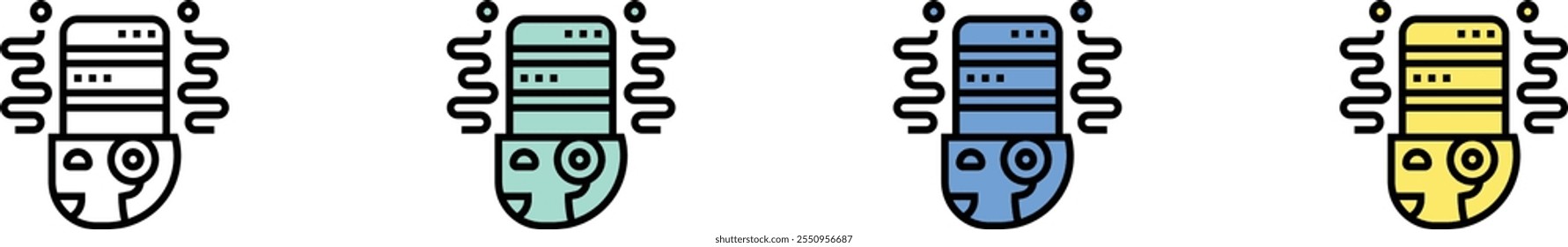 big data icon. Outline, Green, Blue and Yellow Style Design Isolated On White Background