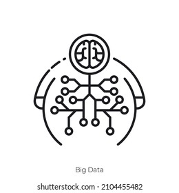 icono de big data. Diseño de icono de estilo de esquema aislado en fondo blanco