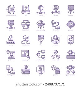 Big Data icon pack for your website design, logo, app, and user interface. Big Data icon basic line gradient design. Vector graphics illustration and editable stroke.