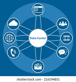 Big Data icon set, Data center and Centralized