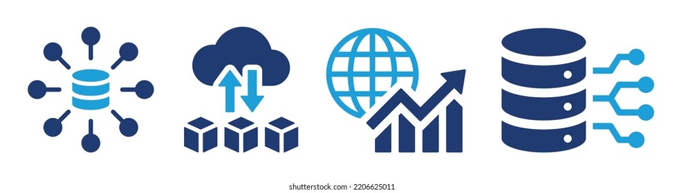 Big data icon set. Database, data storage, server symbol. Vector illustration.