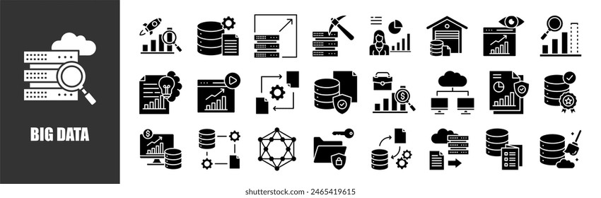 big data icon set for design elements	