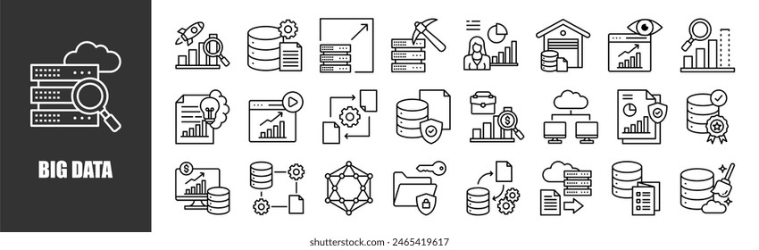 big data icon set for design elements	