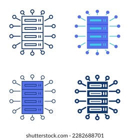 Big data icon set in flat and line style. Server database connection, global network. Vector illustration.