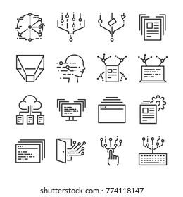 Big data icon set. Included the icons as data, cloud, transfer, filter, analysis, digital and more.