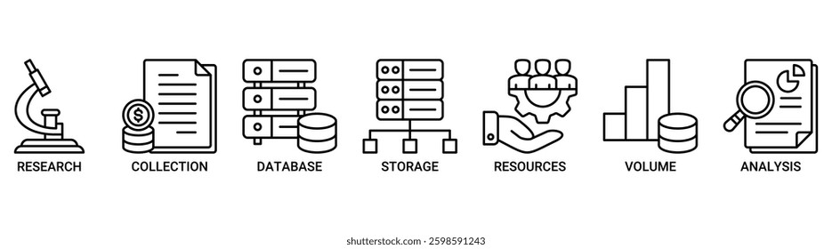 Big data icon set. Vector illustration concept with icon outline symbol background.