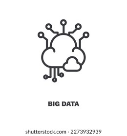 big data icon. Thin line big data icon from artificial intellegence collection. Outline vector isolated on white background. Editable big data symbol can be used web and mobile