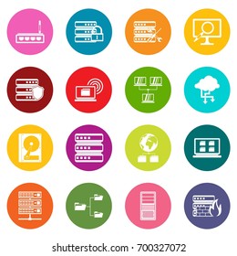 Big data icons many colors set isolated on white for digital marketing