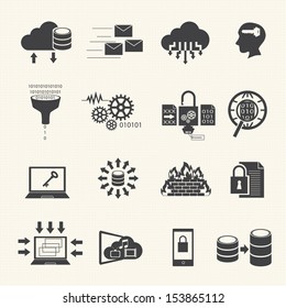 Big data icons set