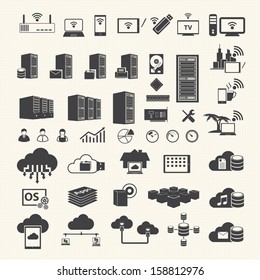 Big data icons set