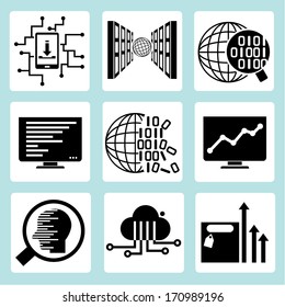 big data icons set, data analytics icons