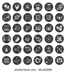 big data icons set, data analytics icons, web analytics icons