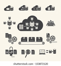 Big Data icons set, Cloud computing concept