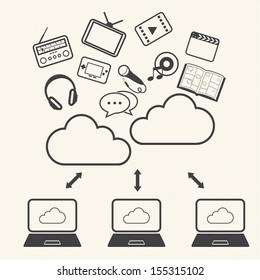 Big Data icons set, Cloud computing concept