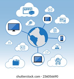 Big data icons set, Cloud computing concept