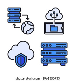 Big Data Icons Set (Filled Line) = Hosting, Cloud Computing, Cloud Schild, Server. Perfekt für mobile App-Anwendungen, App-Icons, Präsentationen, Illustrationen und andere Projekte.