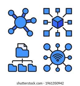 Big Data Icons Set (Filled Line) = Netzwerk, dezentralisiert, Dateiverwaltung, Internet. Perfekt für mobile App-Anwendungen, App-Icons, Präsentationen, Illustrationen und andere Projekte.