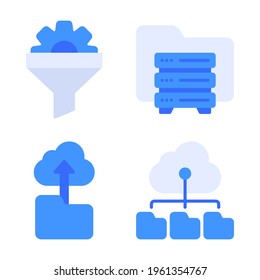 Big Data icons set = funnel filter, storage, cloud, cloud computing. Perfect for website mobile app, app icons, presentation, illustration and any other projects.