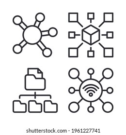 Big Data icons set = network, decentralized, file management, internet. Perfect for website mobile app, app icons, presentation, illustration and any other projects.