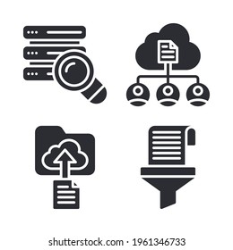 Big Data icons set = search server, cloud computing, file management, filter funnel. Perfect for website mobile app, app icons, presentation, illustration and any other projects.