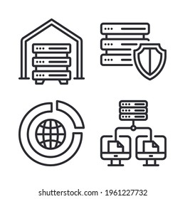 Big Data icons set = server, server shield, browser diagram, computer. Perfect for website mobile app, app icons, presentation, illustration and any other projects.