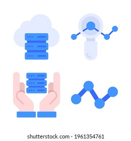 Big Data icons set = server, search, hand hosting, line chart. Perfect for website mobile app, app icons, presentation, illustration and any other projects.