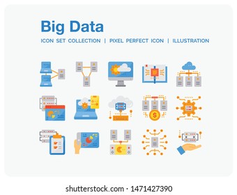 Big Data Icons Set. UI Pixel Perfect Well-crafted Vector Thin Line Icons. The illustrations are a vector.