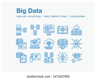 Big Data Icons Set. UI Pixel Perfect Well-crafted Vector Thin Line Icons. The illustrations are a vector.
