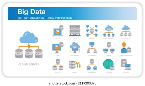 Big Data Icons Set. UI Pixel Perfect Well-crafted Vector Thin Line Icons. The illustrations are a vector.

