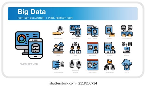 Big Data Icons Set. UI Pixel Perfect Well-crafted Vector Thin Line Icons. The illustrations are a vector.
