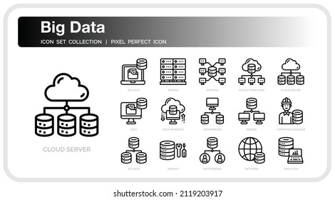 Big Data Icons Set. UI Pixel Perfect Well-crafted Vector Thin Line Icons. The illustrations are a vector.
