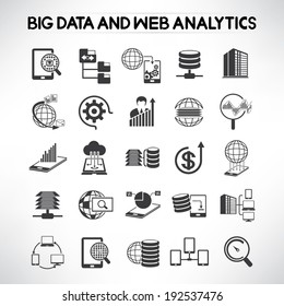 big data icons set, web analytics icons set