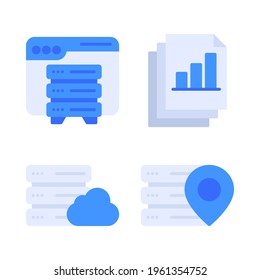 Big Data icons set = web hosting, file, cloud, pin server. Perfect for website mobile app, app icons, presentation, illustration and any other projects.