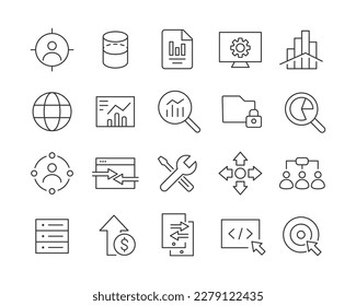 Big Data Icons - Vector Line. Editable Stroke.