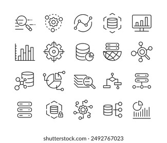 Big Data Icons - Vector Line. Editable Stroke.