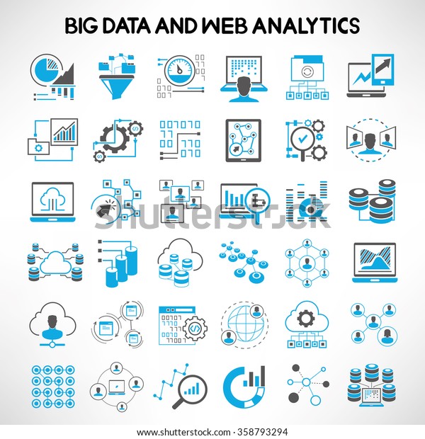 Big Data Icons Web Analytics Icons Stock Vector Royalty Free