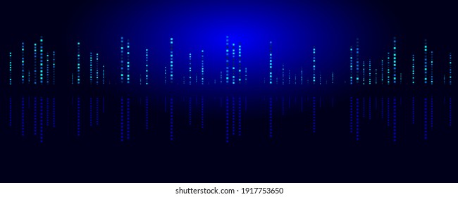 Big Data illustration. Night city abstract background. Pixels background. Banner Technology