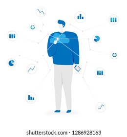 Big data illustration with people, cloud storage concept
