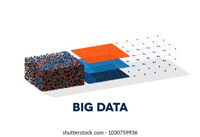 Big data illustration with structuring map reduce process showing clusters of data sequencing in organized order for analysis