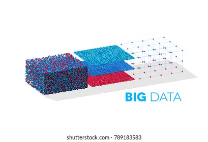 Big data illustration with structuring map reduce process showing clusters of data sequencing in organized order for analysis