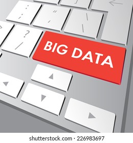 Big Data - information concept. Button on modern computer keyboard. Vector illustration