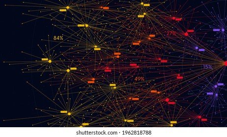 Big data information nodes, information analysis and sorting of neural connections, scientific visualization of digital networks