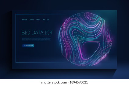 Big data iot. Digital communication abstract technology background. Internet technology vector illustration.