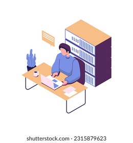 Big data job flat style isometric illustration vector design