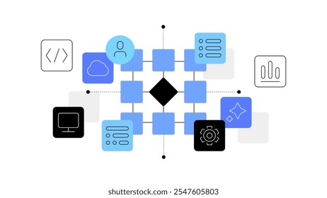 Big data e tipos de dados. Esquema abstrato. Elemento infográfico Arquivo vetorial.