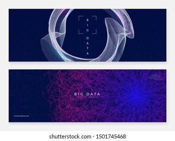 Big data learning. Digital technology abstract background. Artificial intelligence concept. Tech visual for networking template. Geometric big data learning backdrop.